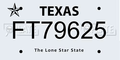 FT79625 Texas License Plate