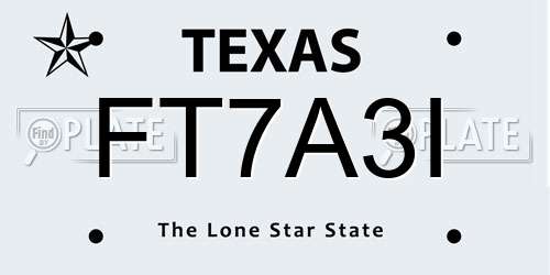 FT7A3I Texas License Plate
