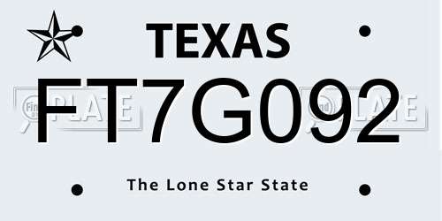 FT7G092 Texas License Plate