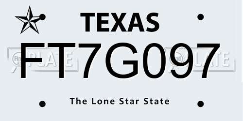 FT7G097 Texas License Plate