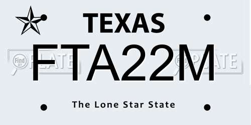 FTA22M Texas License Plate