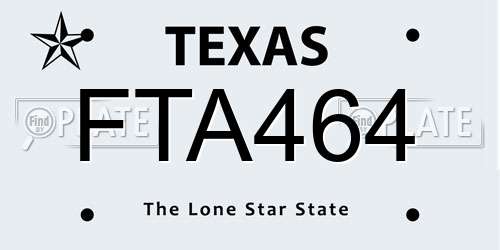 FTA464 Texas License Plate