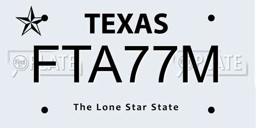 FTA77M Texas License Plate