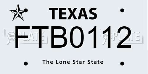 FTB0112 Texas License Plate