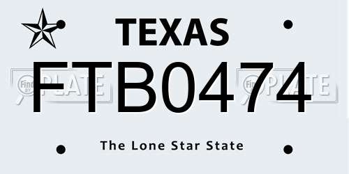 FTB0474 Texas License Plate