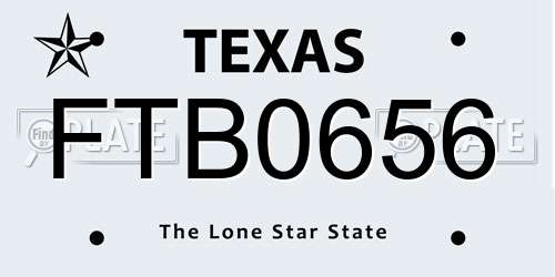 FTB0656 Texas License Plate