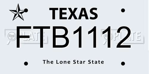 FTB1112 Texas License Plate