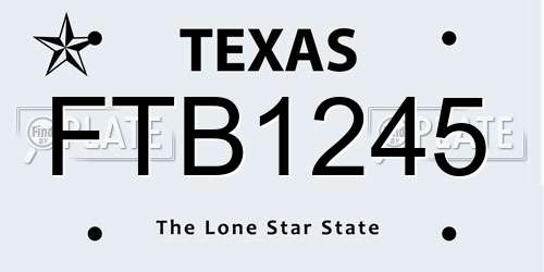 FTB1245 Texas License Plate