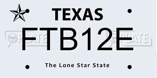 FTB12E Texas License Plate