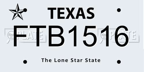FTB1516 Texas License Plate