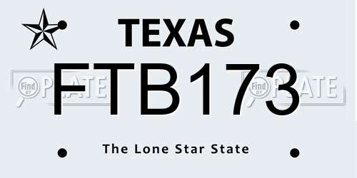 FTB173 Texas License Plate