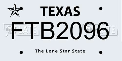 FTB2096 Texas License Plate
