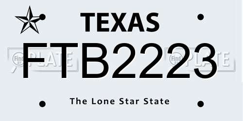 FTB2223 Texas License Plate