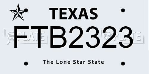 FTB2323 Texas License Plate
