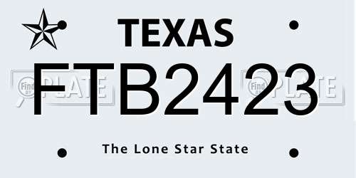 FTB2423 Texas License Plate