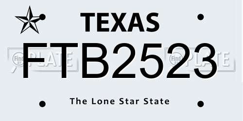FTB2523 Texas License Plate