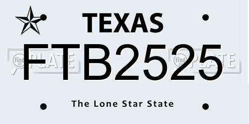 FTB2525 Texas License Plate