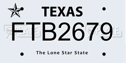 FTB2679 Texas License Plate