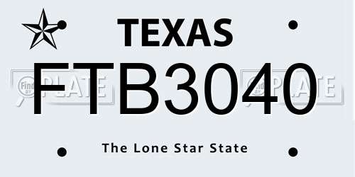 FTB3040 Texas License Plate