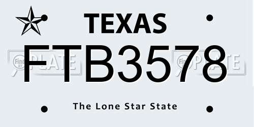 FTB3578 Texas License Plate