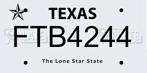 FTB4244 Texas License Plate