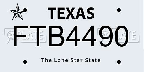 FTB4490 Texas License Plate