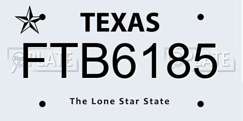 FTB6185 Texas License Plate