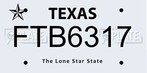 FTB6317 Texas License Plate