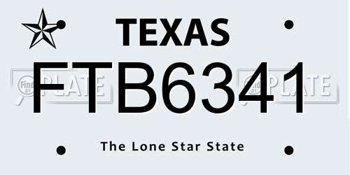 FTB6341 Texas License Plate