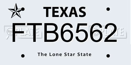 FTB6562 Texas License Plate
