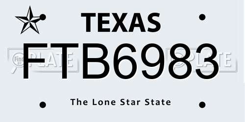 FTB6983 Texas License Plate