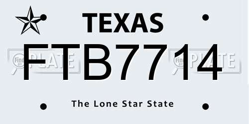 FTB7714 Texas License Plate