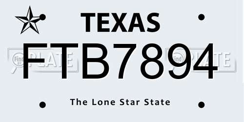 FTB7894 Texas License Plate
