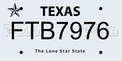 FTB7976 Texas License Plate
