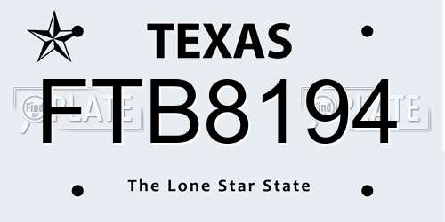 FTB8194 Texas License Plate