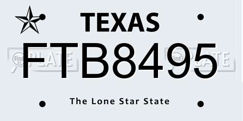 FTB8495 Texas License Plate