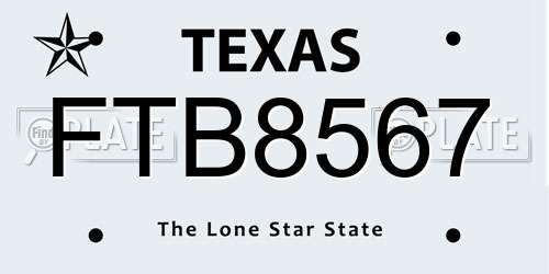 FTB8567 Texas License Plate