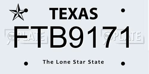 FTB9171 Texas License Plate