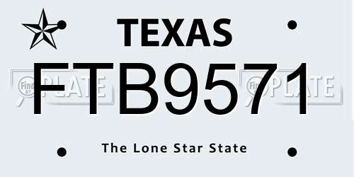 FTB9571 Texas License Plate