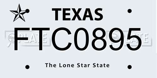 FTC0895 Texas License Plate
