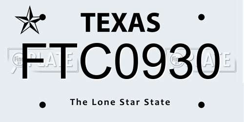 FTC0930 Texas License Plate