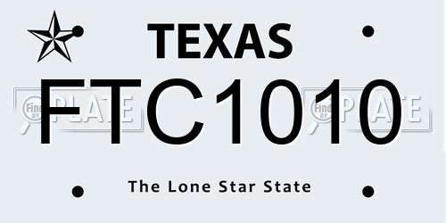 FTC1010 Texas License Plate
