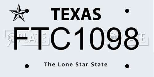 FTC1098 Texas License Plate