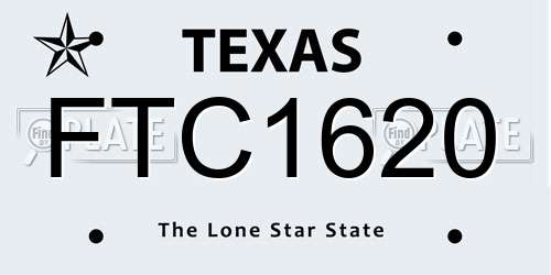 FTC1620 Texas License Plate