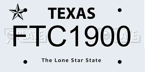 FTC1900 Texas License Plate
