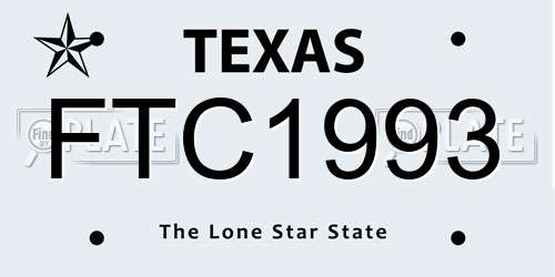 FTC1993 Texas License Plate