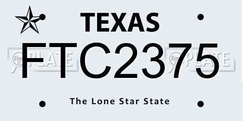 FTC2375 Texas License Plate