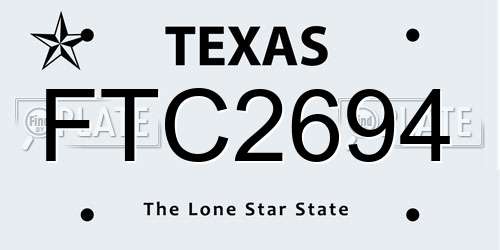 FTC2694 Texas License Plate