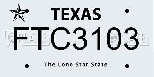 FTC3103 Texas License Plate