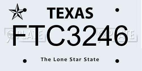FTC3246 Texas License Plate